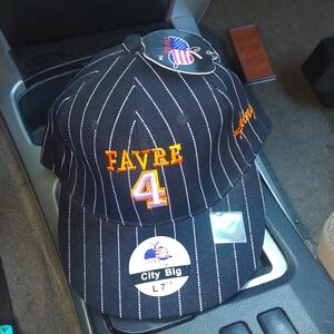 City Big NFL Minnesota Vikings Brett Favre #4 Black Pinstripe Fitted Cap L7 1/2